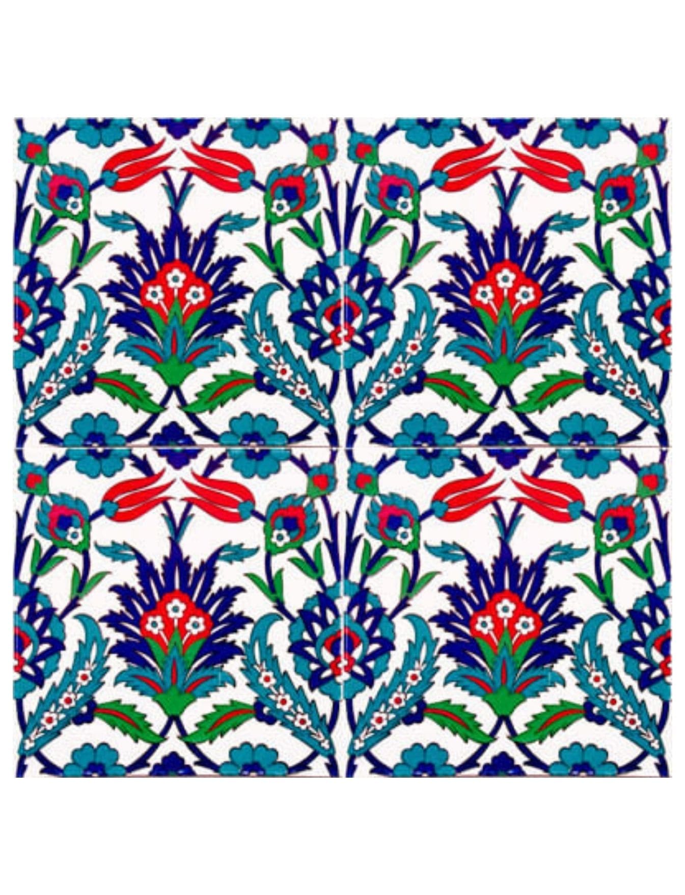 Çini Seramik Karo 20x20 -10, Cami Fayansı Cami Çinisi 20x20, Kütahya Çini Dekor,