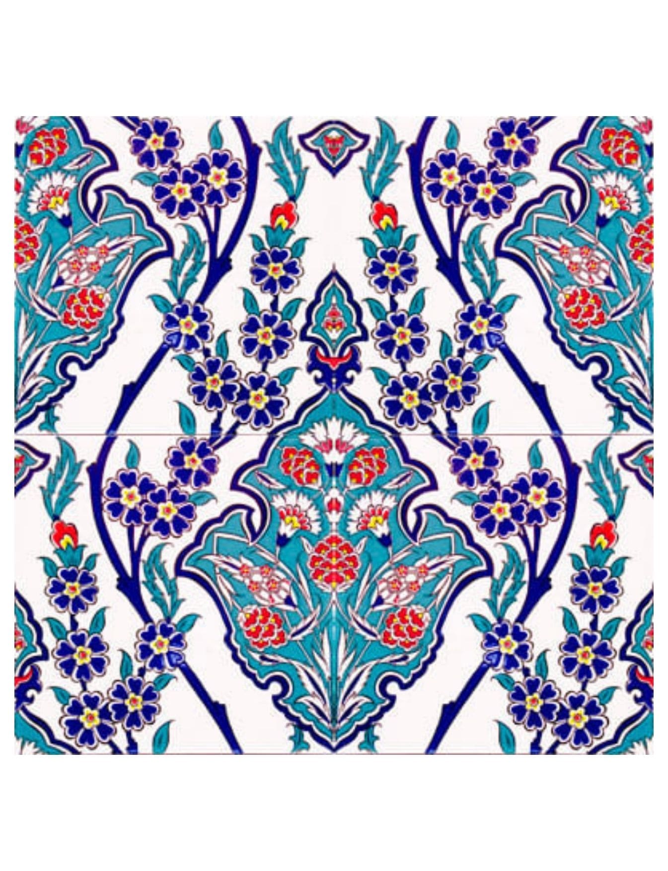 Çini Seramik Karo 20x20 -15, Cami Duvar Çinileri 20x20, Kütahya Çini Dekor,