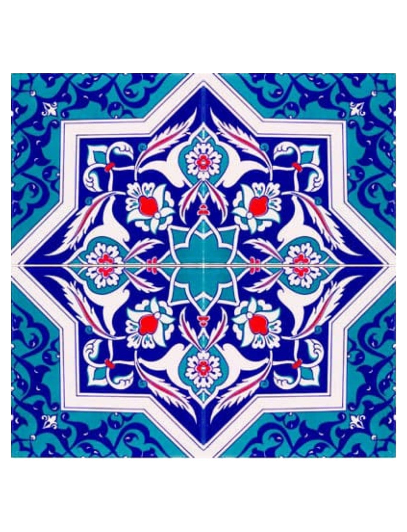 Çini Seramik Karo 20x20 -26, Hamam Çini Geometri Desen, Mosque Tiles Design, Kütahya Çini Dekor,