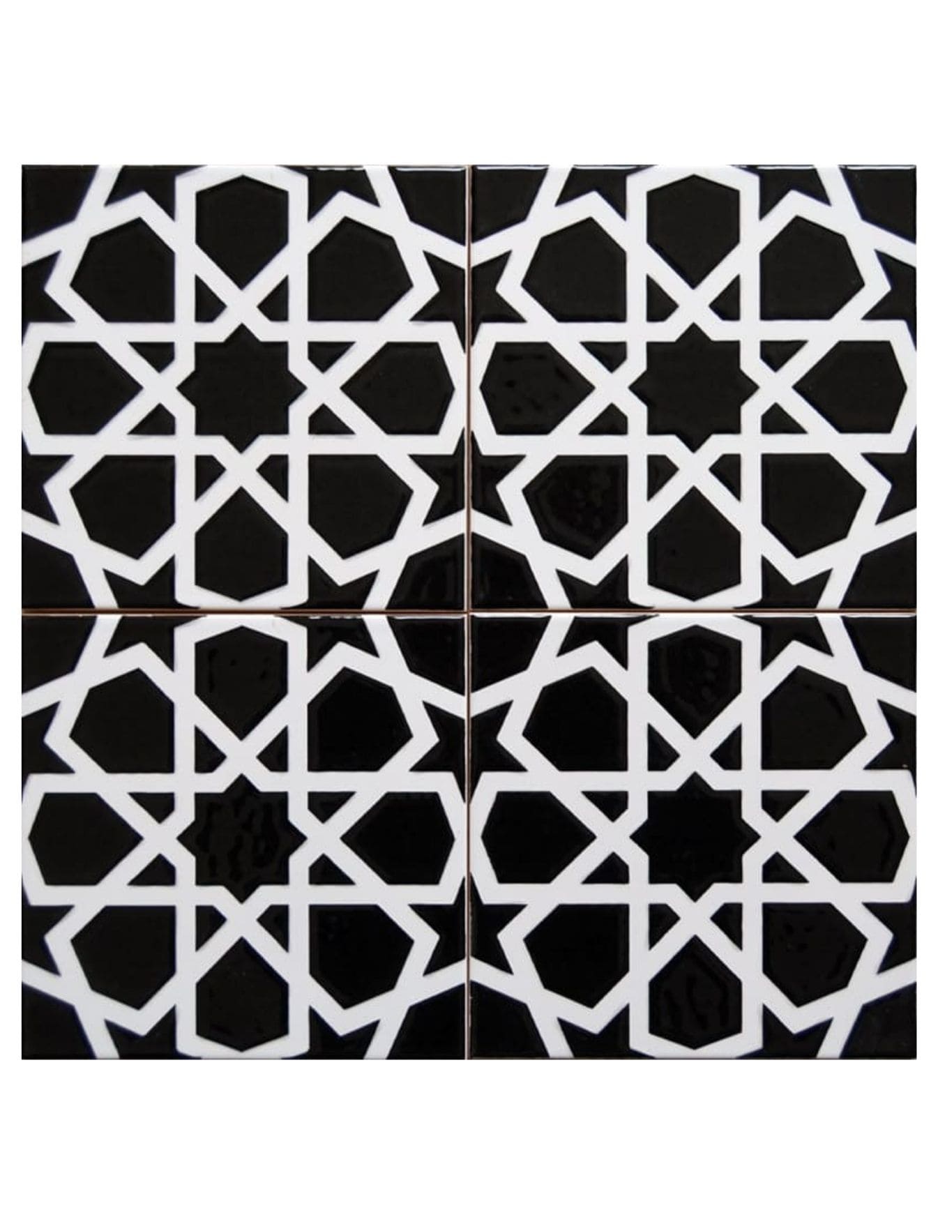 Çini Seramik Karo 20x20 -27, Karo Seramik, Seramik Beyaz Siyah, Kütahya Çini Dekor,