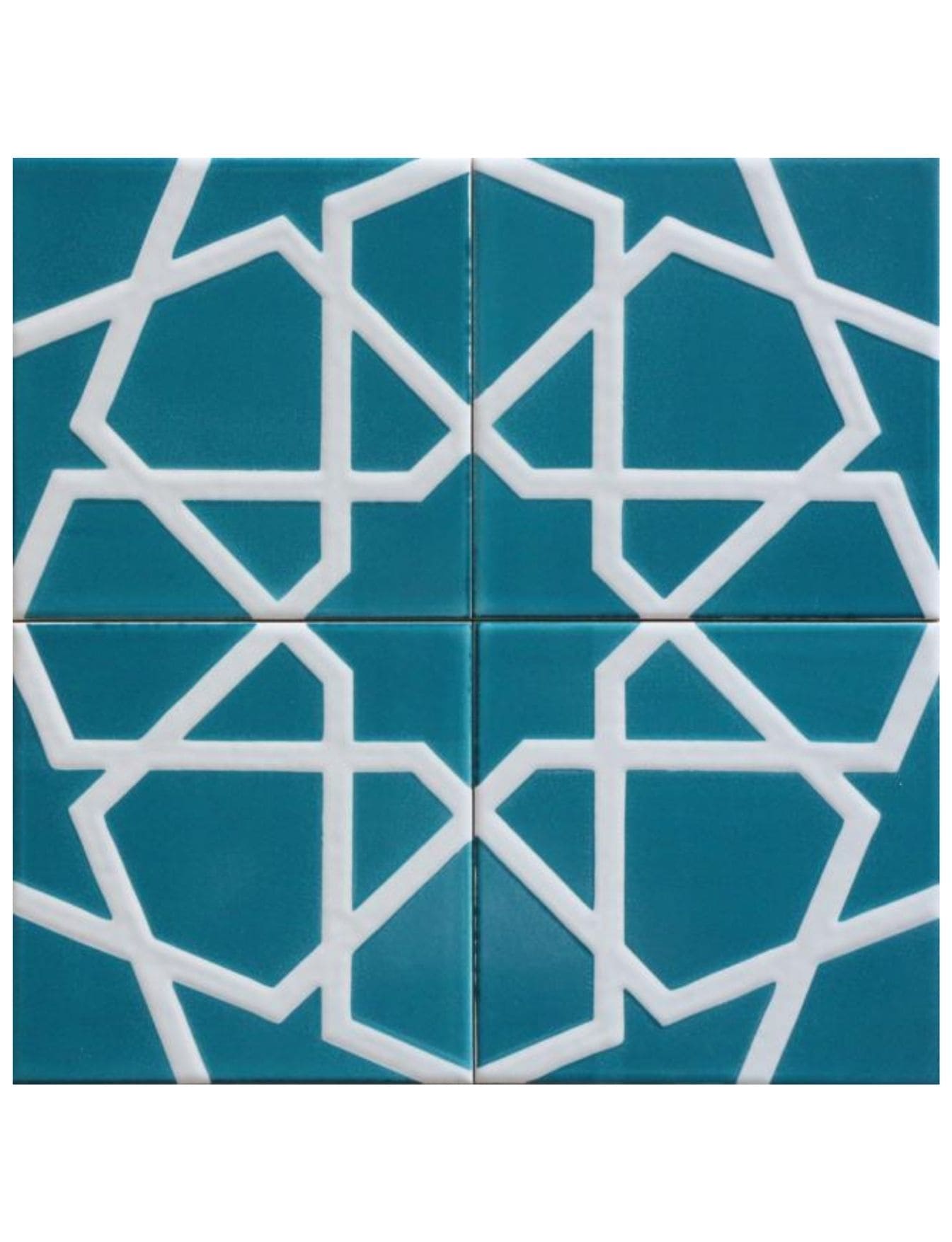 Çini Seramik Karo 20x20 -33, 20x20 Çini Seramik Turkuaz Yıldız, Kütahya Çini Dekor,