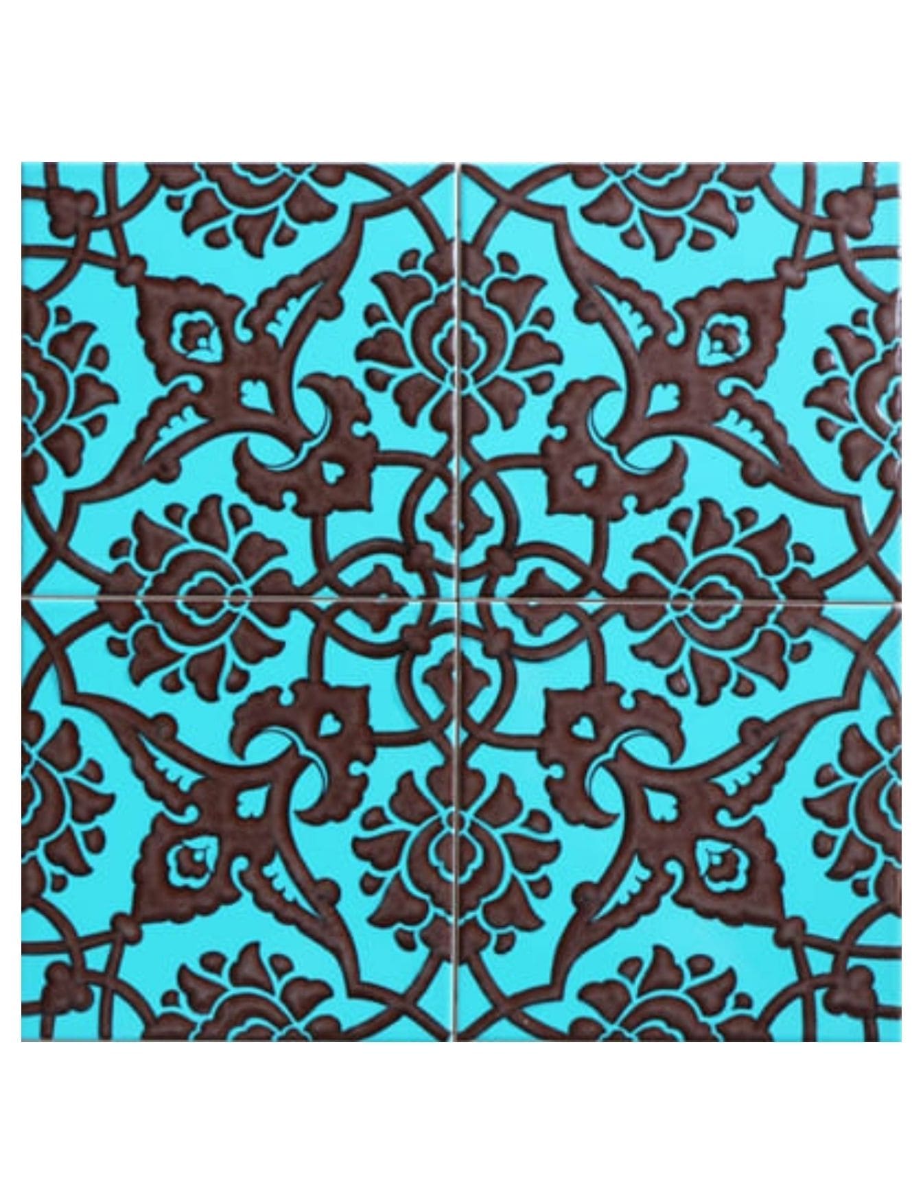 Çini Seramik Karo 20x20 -35, Hamam Çini 20X20 Turkuaz Zemin, Dış Cephe Seramiği, Kütahya Çini Dekor,