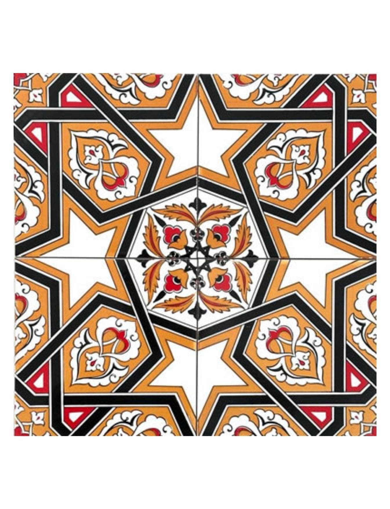 Çini Seramik Karo 20x20 -04, Çini Fayans Geometri Sarı 20x20, Kütahya Çini Dekor,