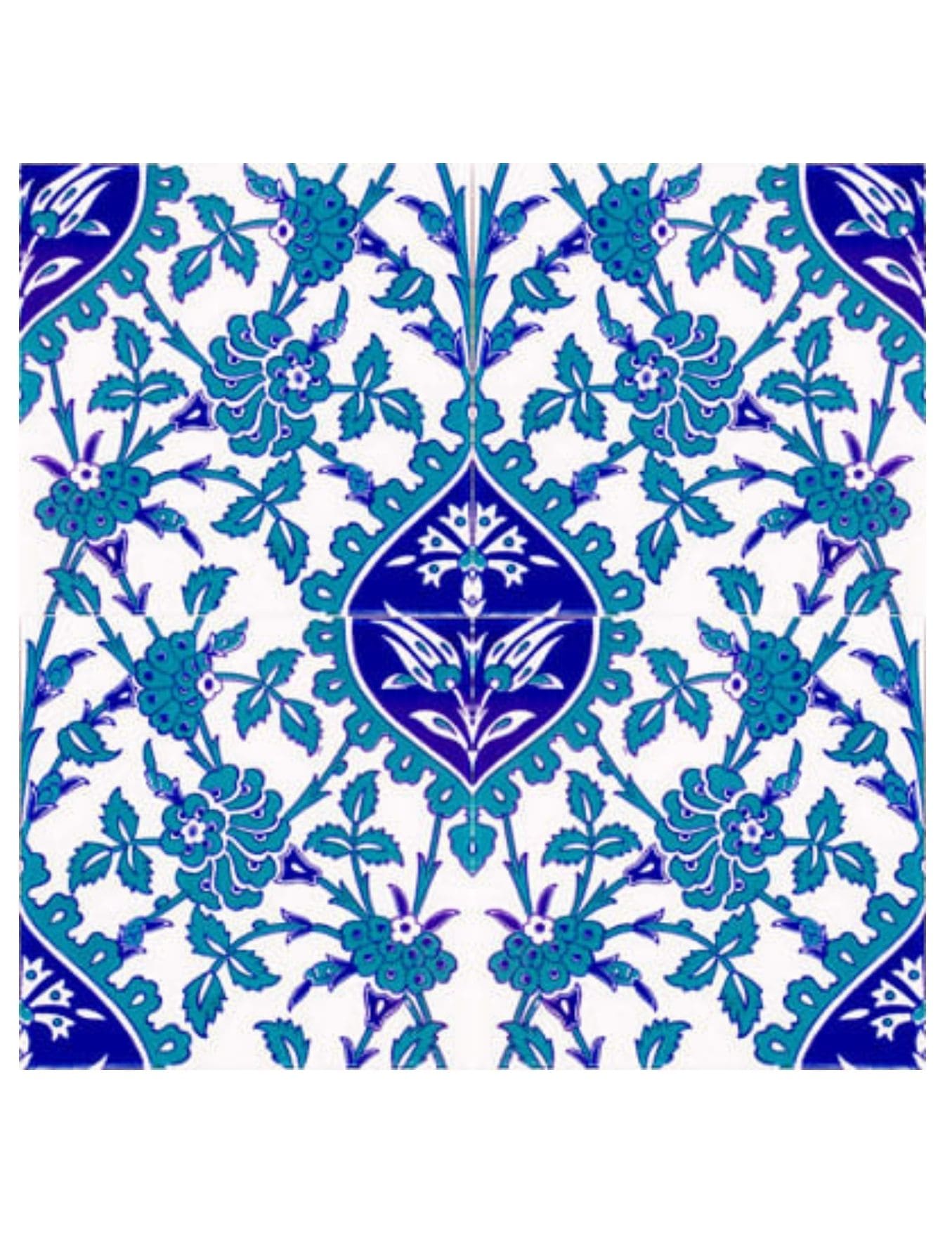 Çini Seramik Karo 20x20 -48, Türk Hamamı Çinileri, Kütahya Çini Dekor, 