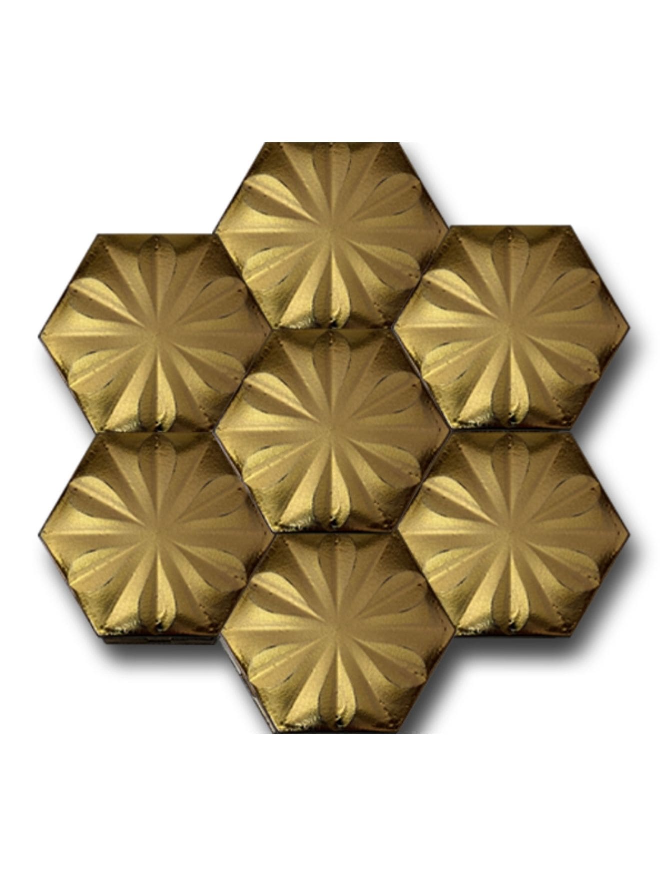 Altıgen Seramik Çini Karo - 13, Gold Seramik Karo, Ev Tipi Hamam Banyo Çini, Kütahya Çini Dekor,