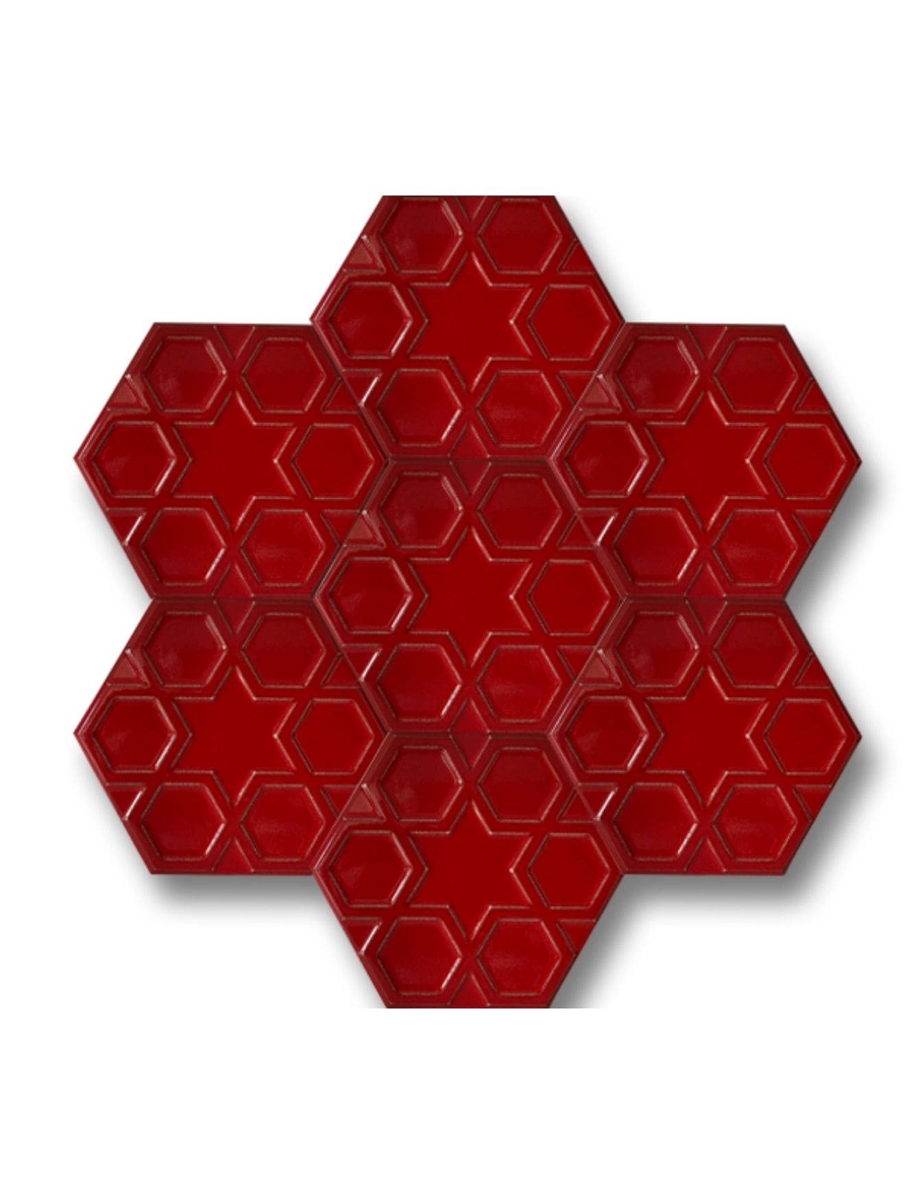 Altıgen Seramik Çini Karo - 27, Bar Önü Seramik, Altıgen Seramik Kırmızı, Kütahya Çini Dekor,