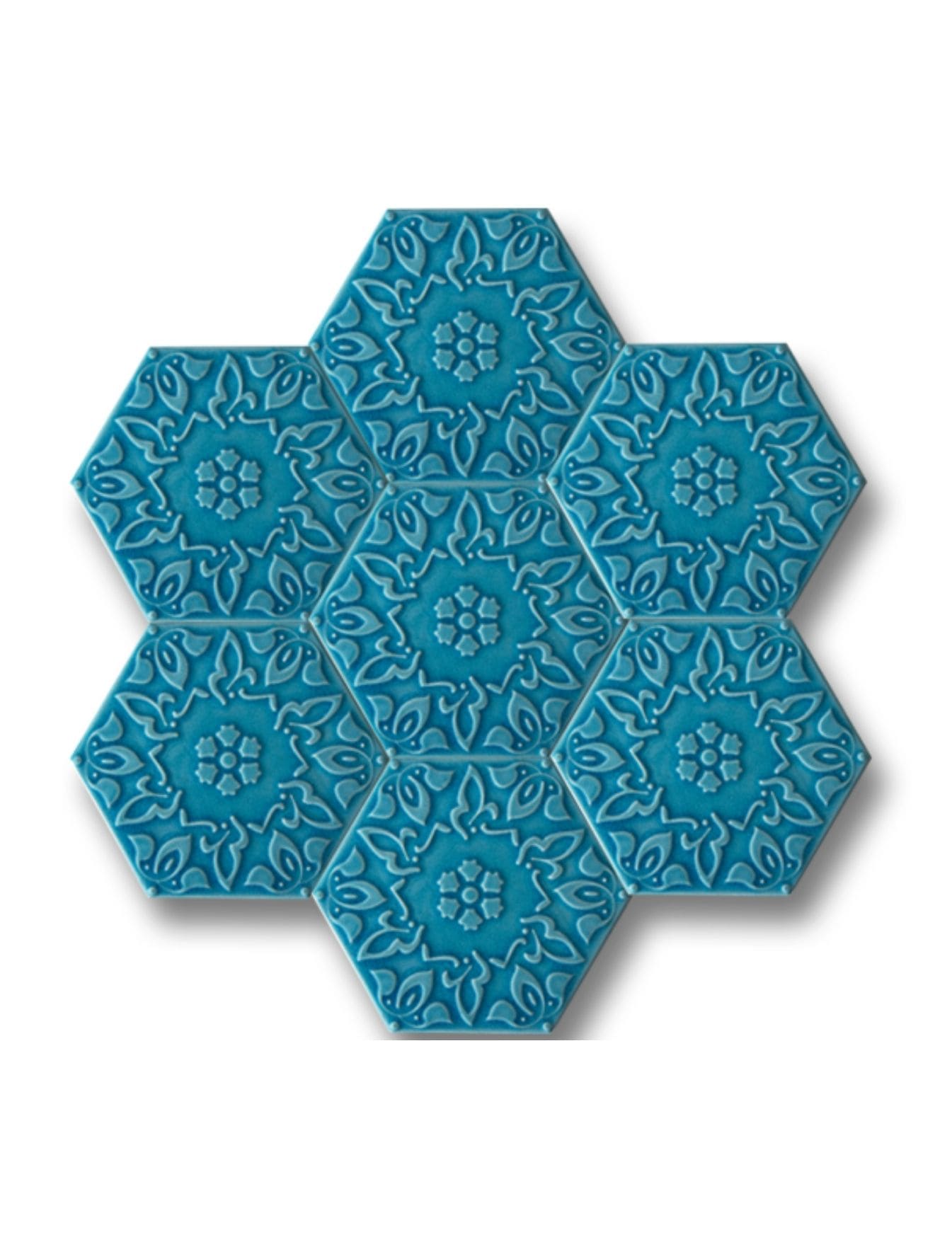 Altıgen Seramik Çini Karo - 34, Cafe Seramik Dizayn, Altıgen Seramik Texture, Kütahya Çini Dekor,