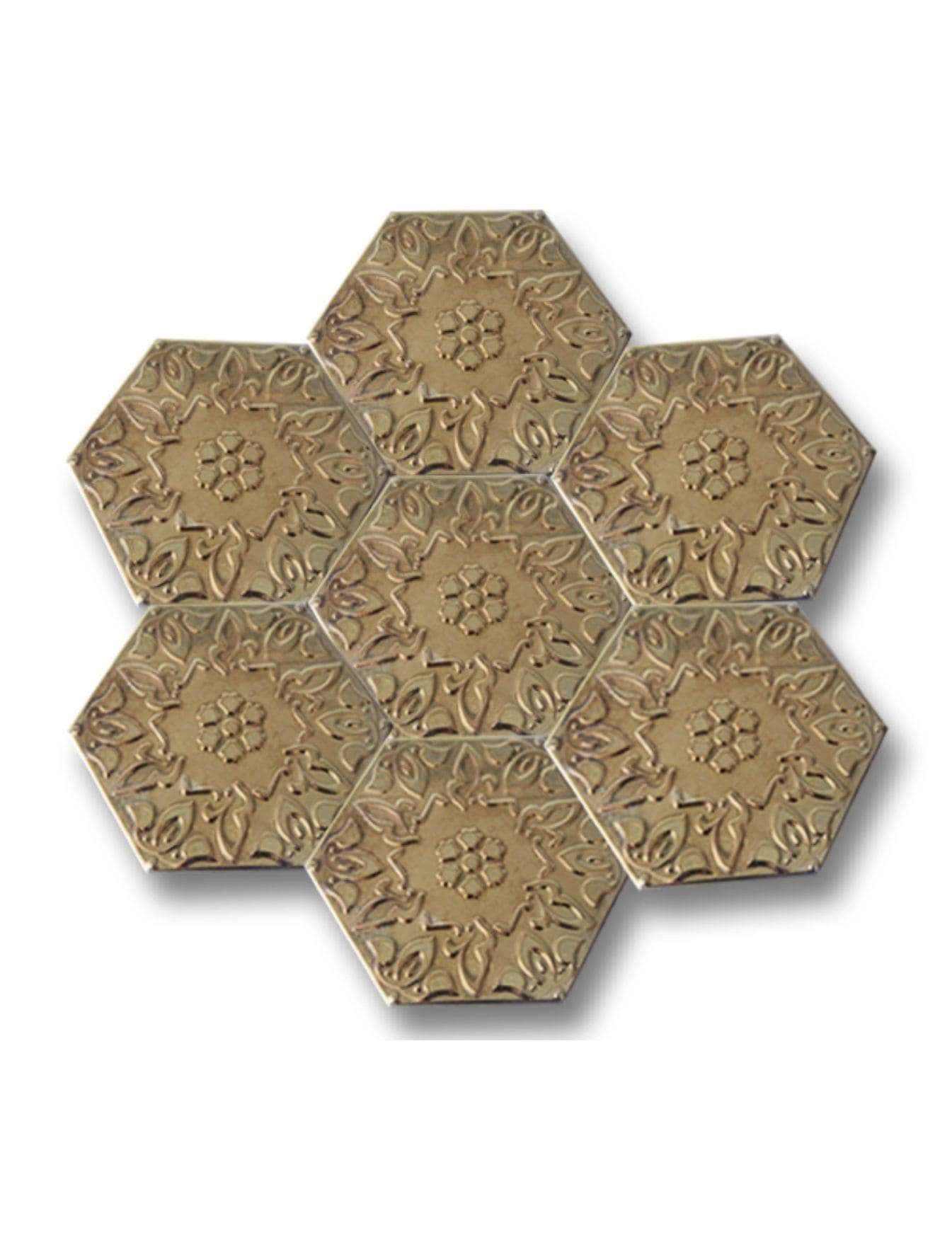 Altıgen Seramik Çini Karo - 35, Tezgah Seramik, Tezgah Altıgen Gold Seramik,