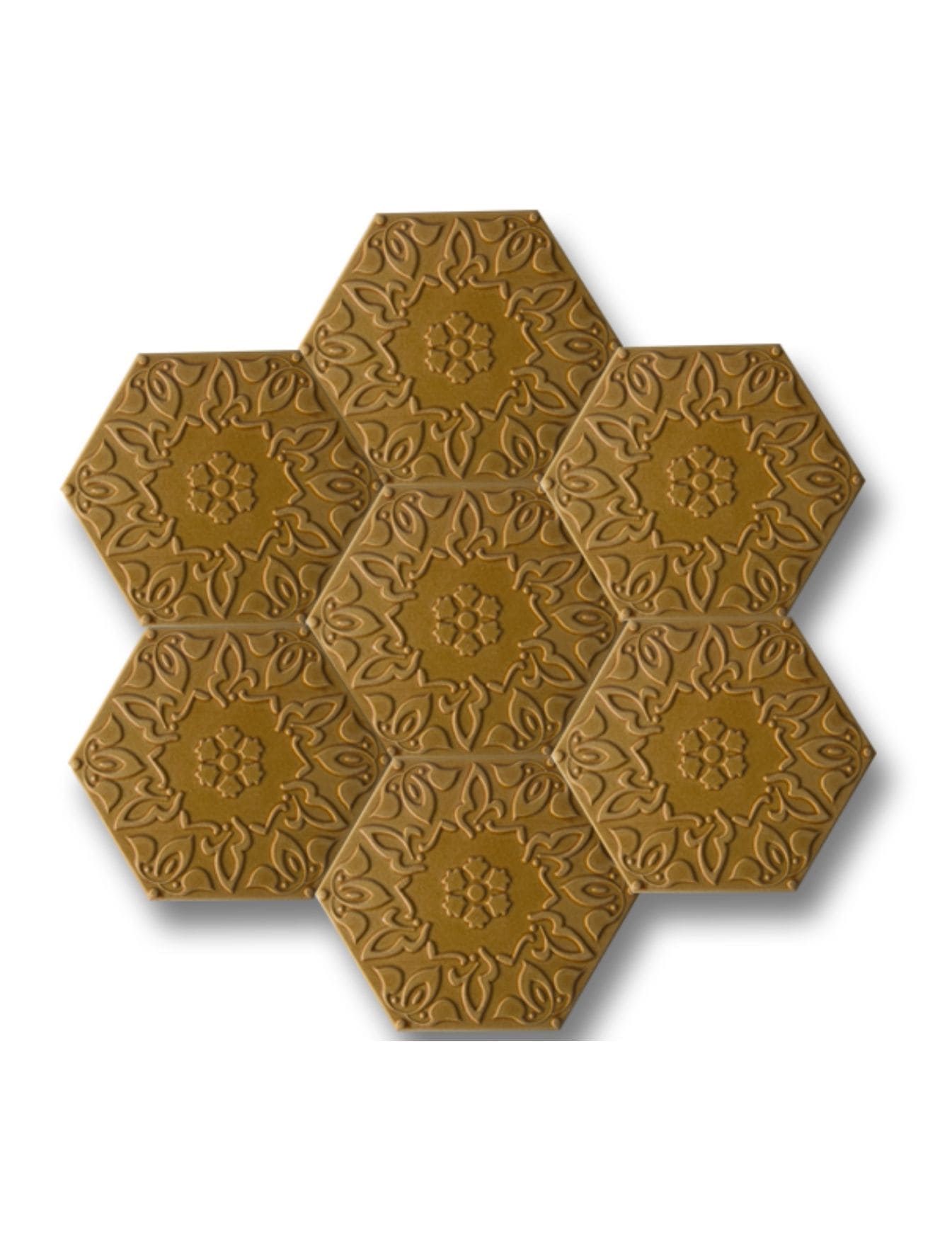 Altıgen Seramik Çini Karo - 37, Altıgen Seramik Karo Gold, Cafe Seramik Altıgen, Kütahya Çini Dekor,