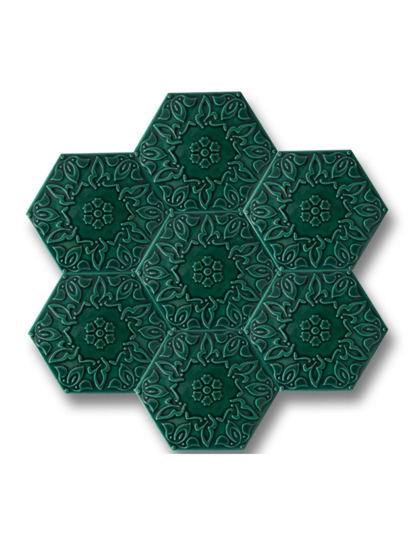 Altıgen Seramik Çini Karo - 38, Pastane Seramik Altıgen, Kütahya Çini Dekor,