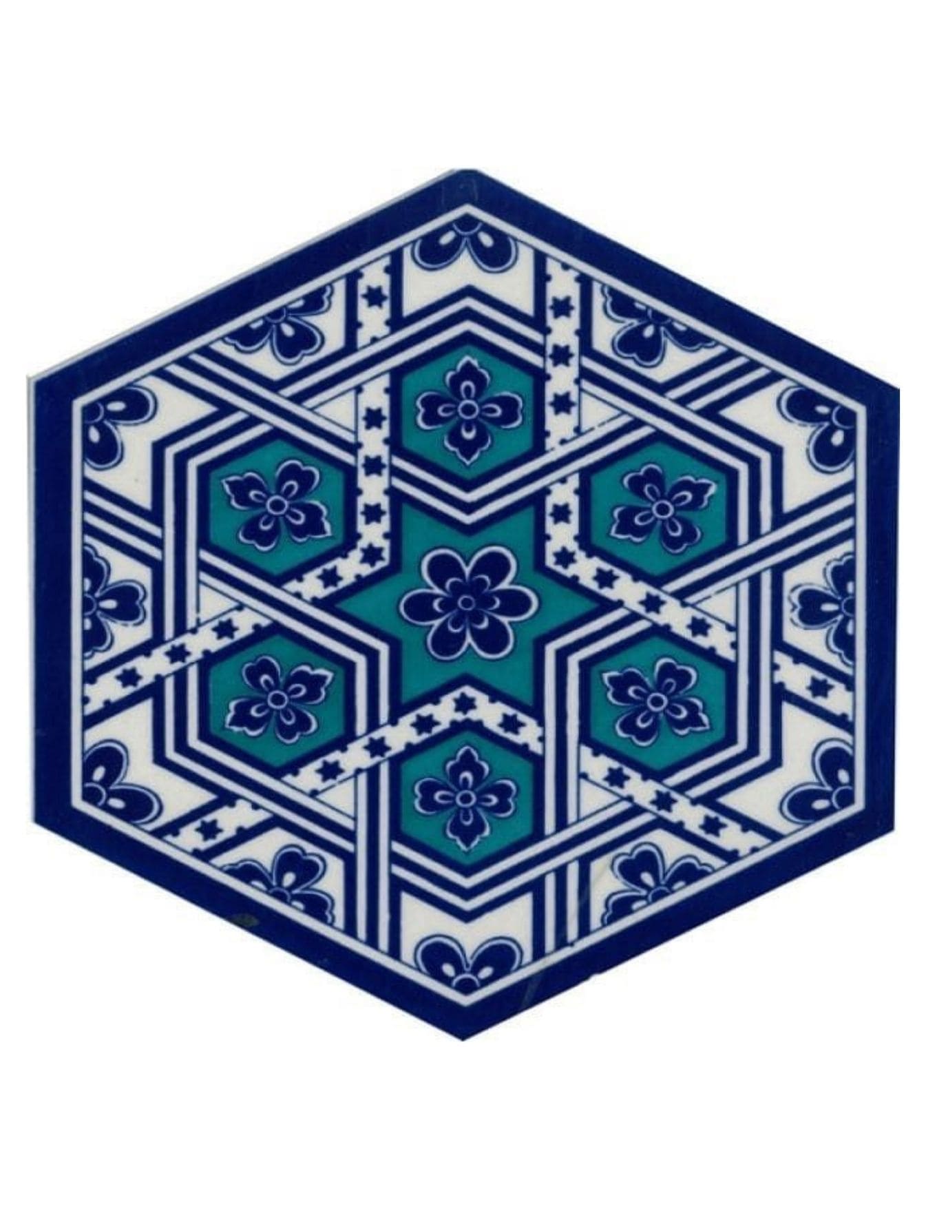 Altıgen Seramik Çini Karo - 57, Çini seramik, Bar seramik, Kütahya Çini Dekor,