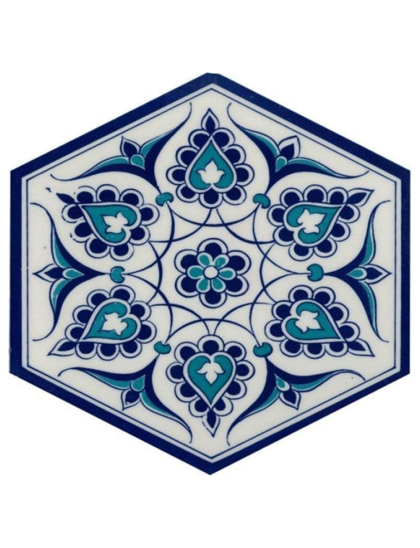 Altıgen Seramik Çini Karo - 58, Bar Banko Seramik, Kütahya Çini Dekor,