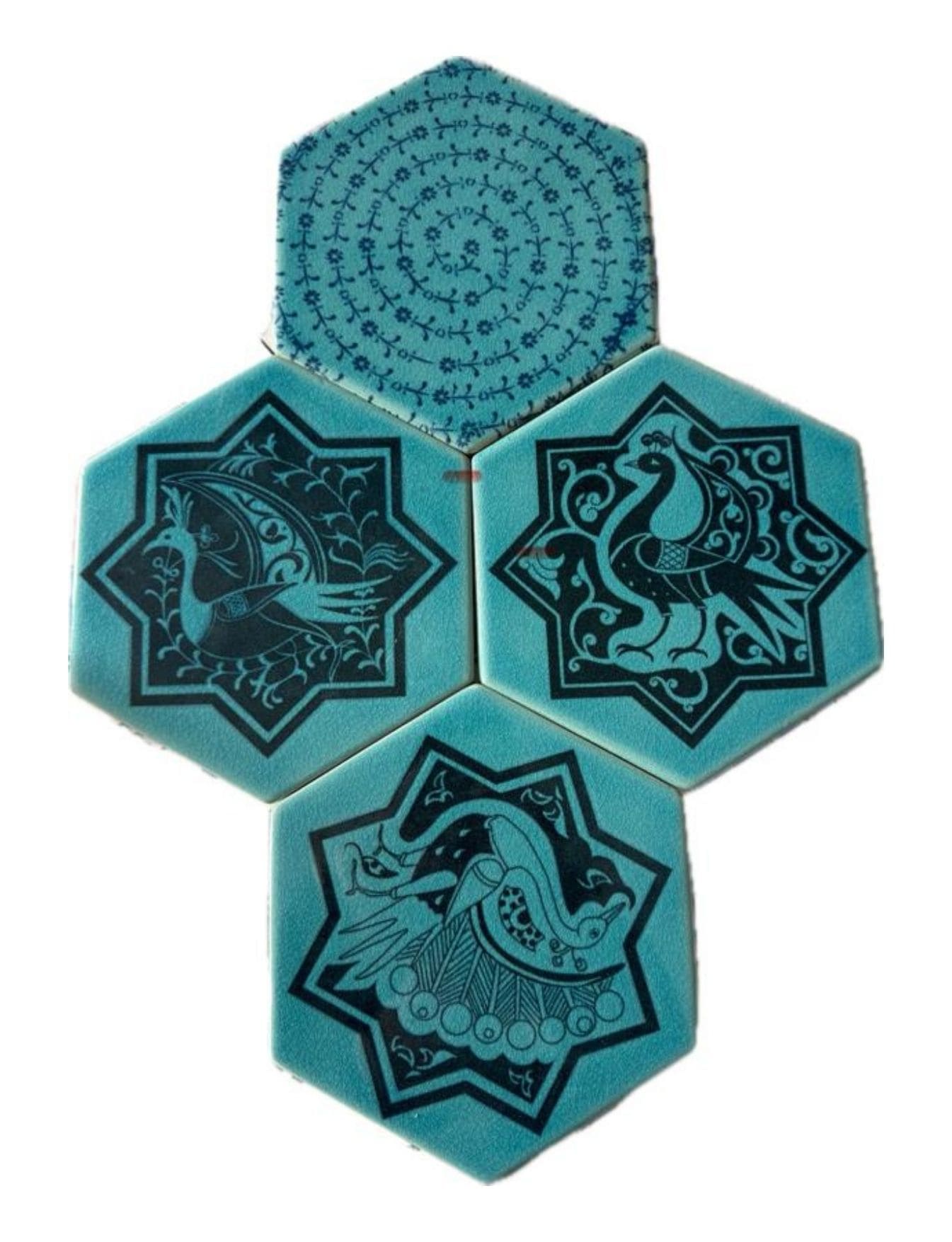 Altıgen Seramik Çini Karo - 60, Çini Desenli Seramik, Ev Tipi Hamam Banyo Seramik Modelleri,