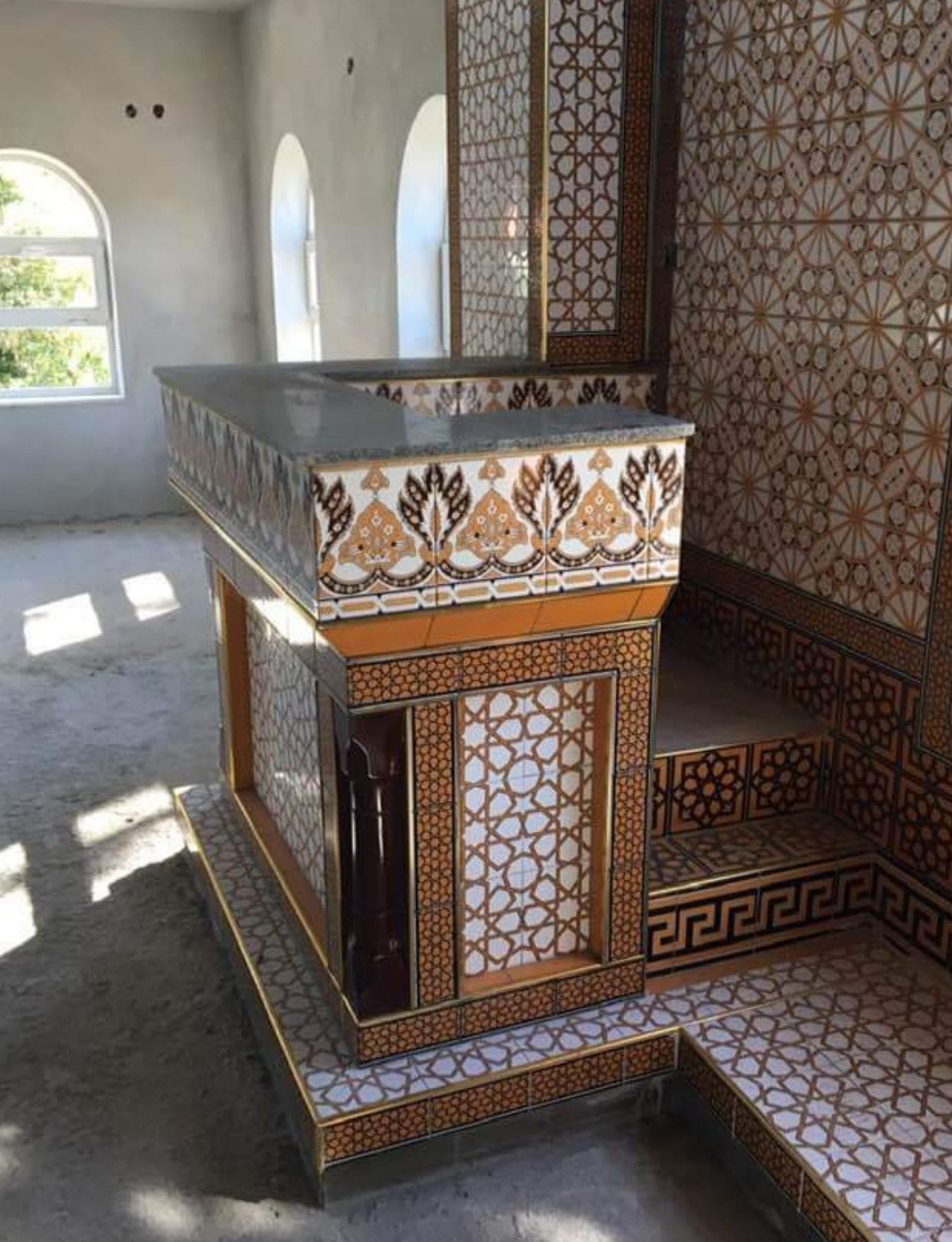 Vaaz Kürsüsü -12, Cami vaaz kürsüleri, Kütahya Çini Dekor,