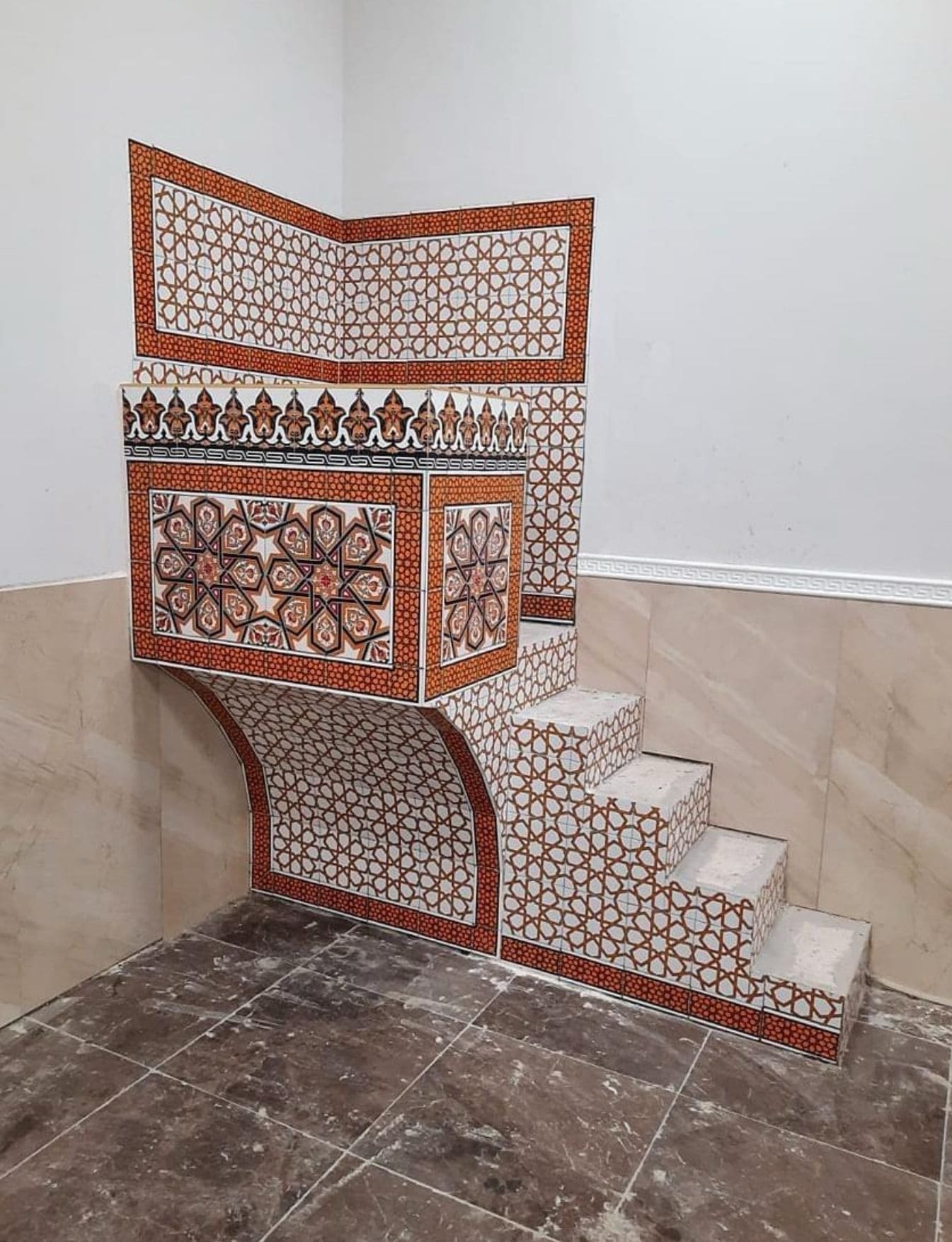 Vaaz Kürsüsü -13, Cami vaaz kürsü modelleri, Kütahya Çini Dekor,