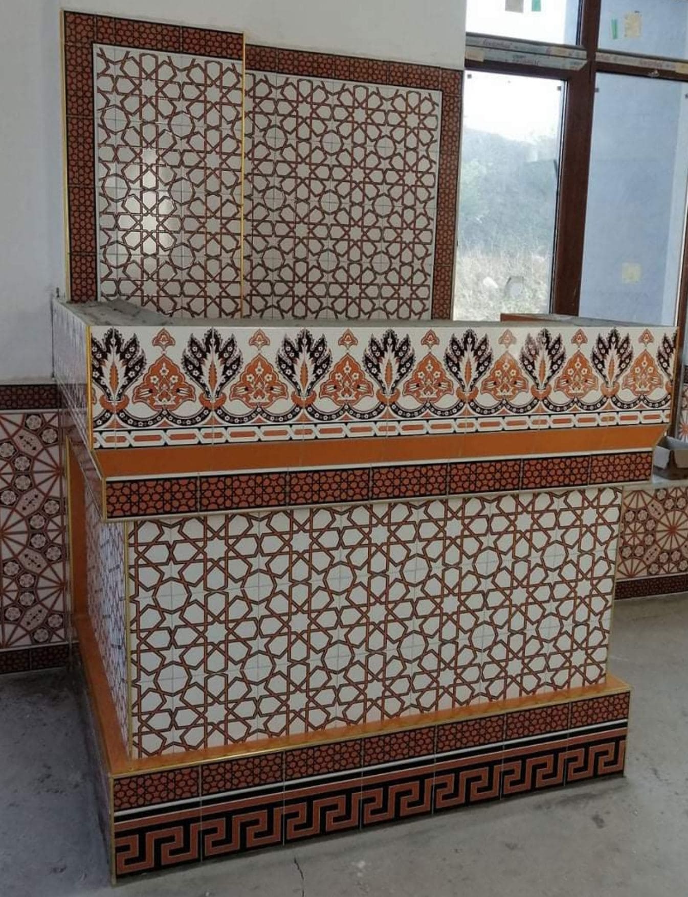 Vaaz Kürsüsü -14, Vaaz cami kürsü modelleri, Kütahya Çini dekor, 