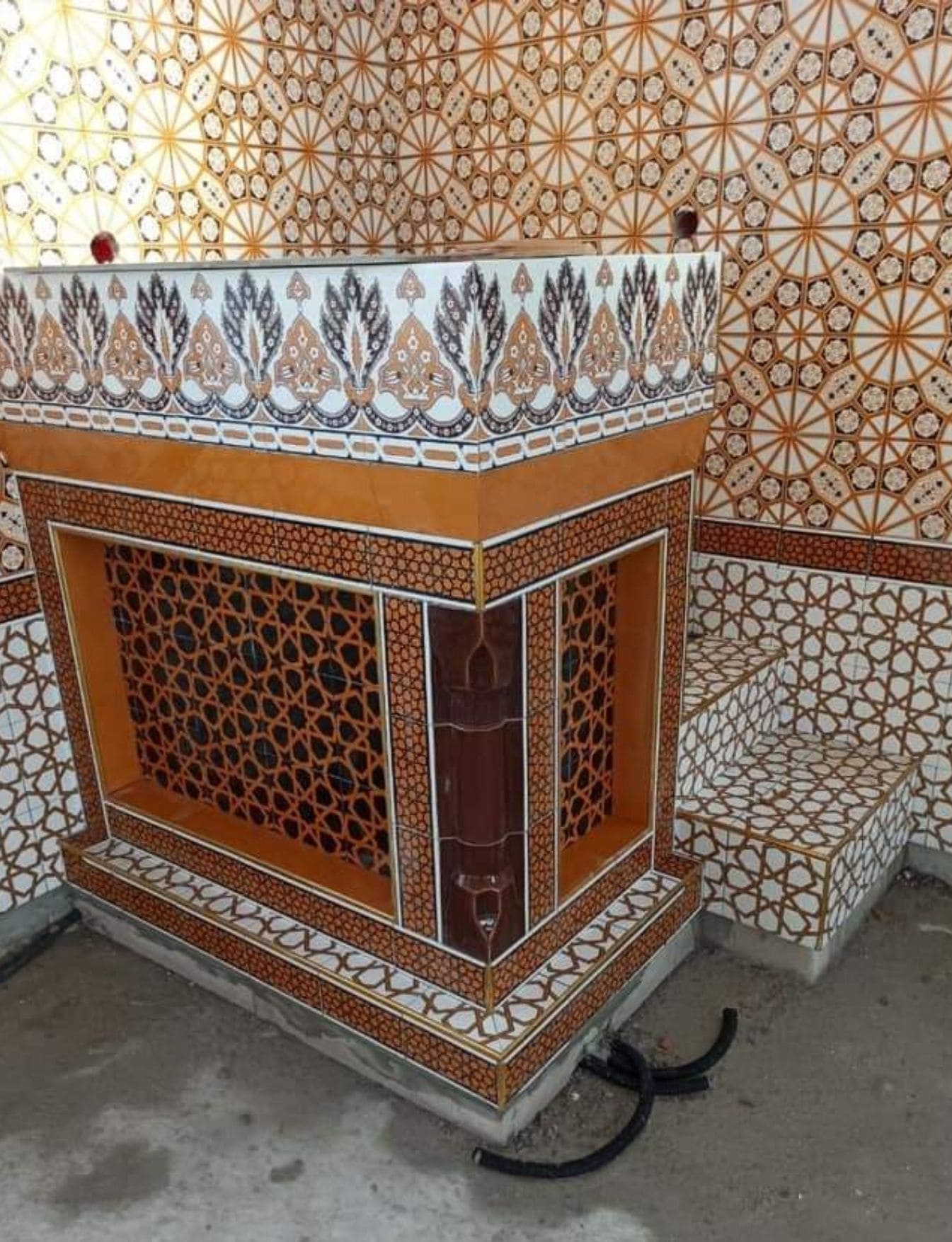 Vaaz Kürsüsü -03, Cami vaiz kürsü, Kütahya çini dekor,