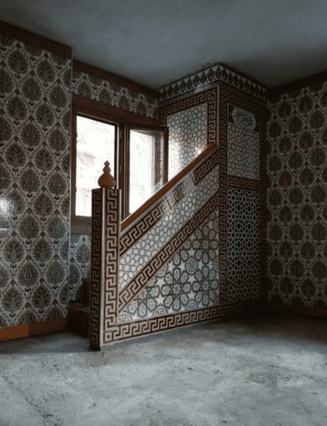 Minber -53, Mescit Minberi Selçuklu Çini Desenli,  Cami Minber Görselleri, Kütahya Çini Dekor,