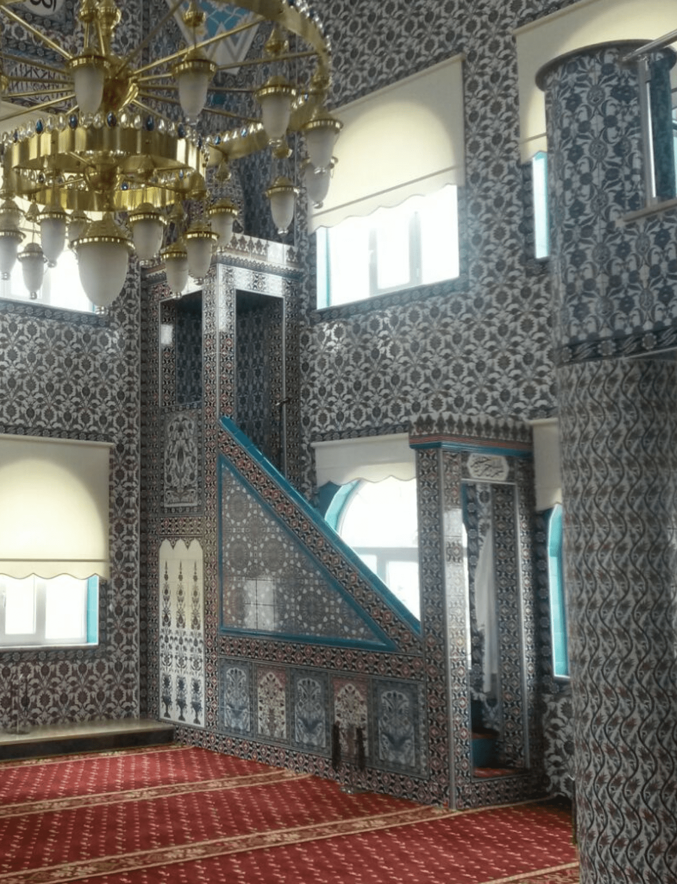 Minber -55, Cami Minberleri Kütahya Çini Desenli, Çini Minber Modelleri, Kütahya Çini Dekor,