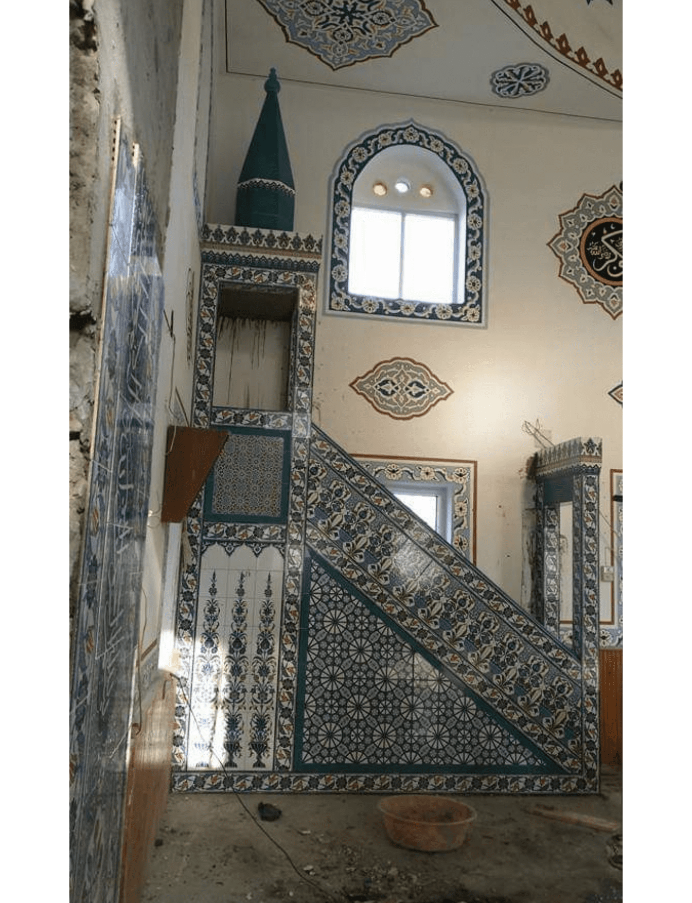 Minber -56, Kütahya Çini Minber Tek Taraflı, Cami Minberi, Kütahya Çini Dekor,