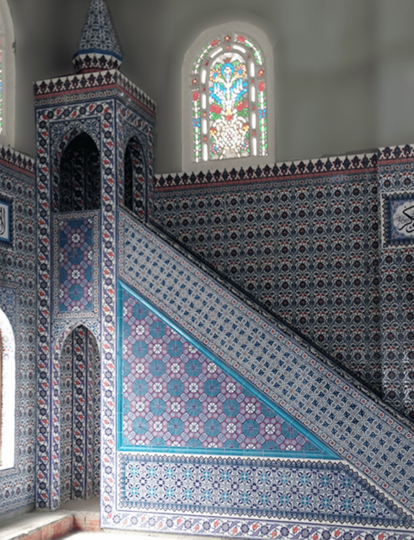 Minber -58, Minber Osmanlı Çini Motifli, Cami Çini Ustası, Kütahya Çini Dekor,