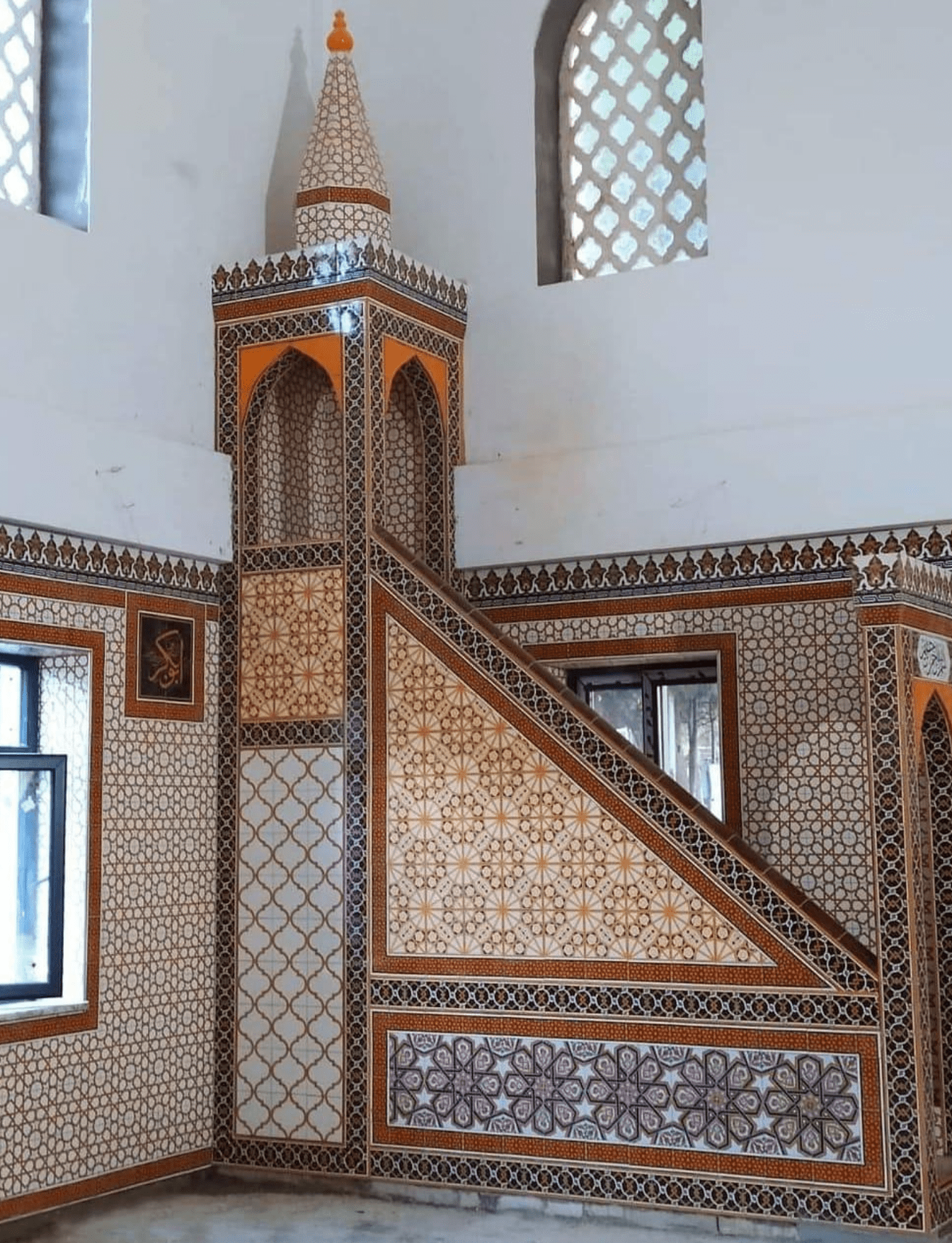 Minber -68, Minber Modelleri Ahşap Selçuklu Yıldızı Çini, Kütahya Çini Dekor,