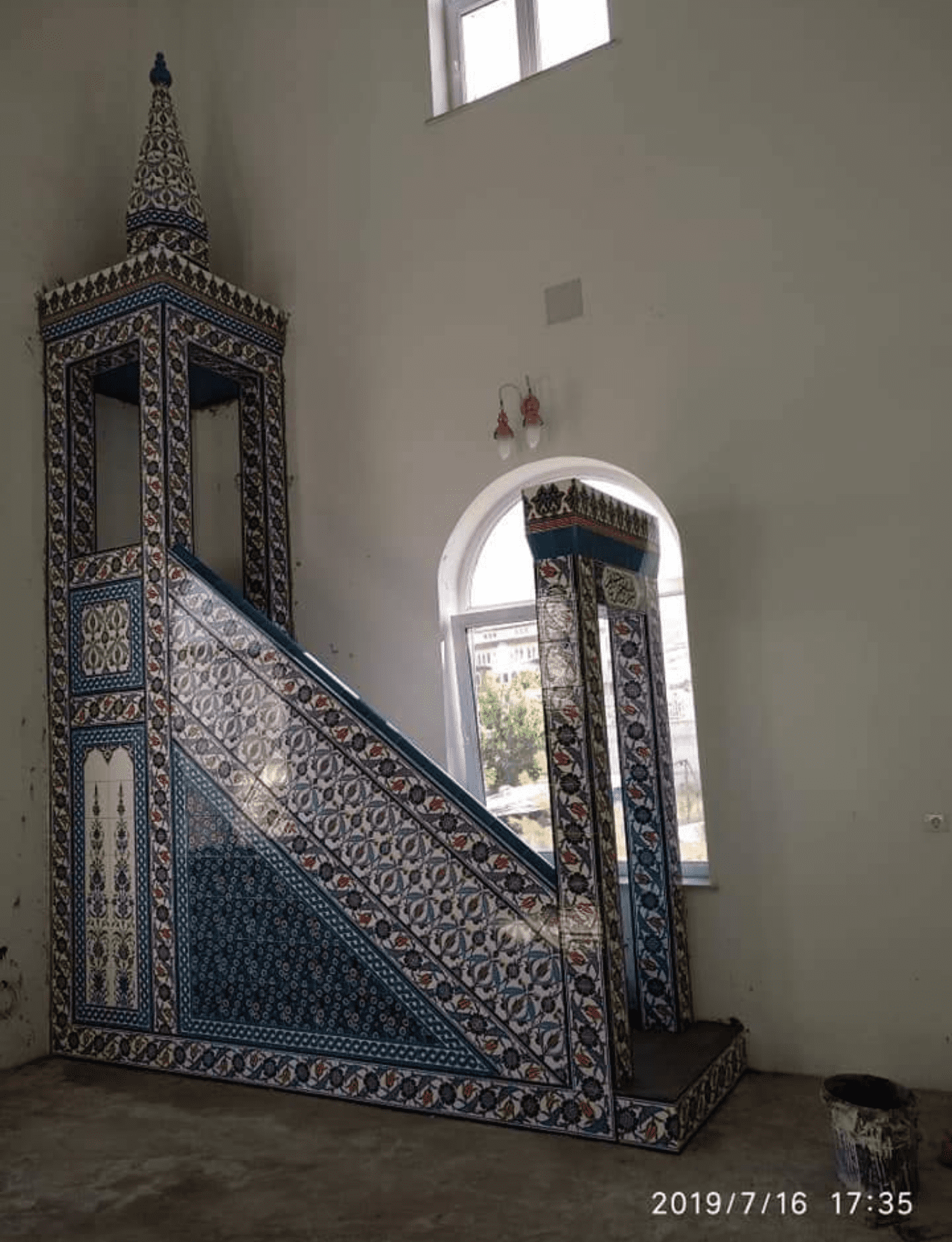 Minber -71, Çini Minber Osmanlı Deseni, Kütahya Çini Dekor,