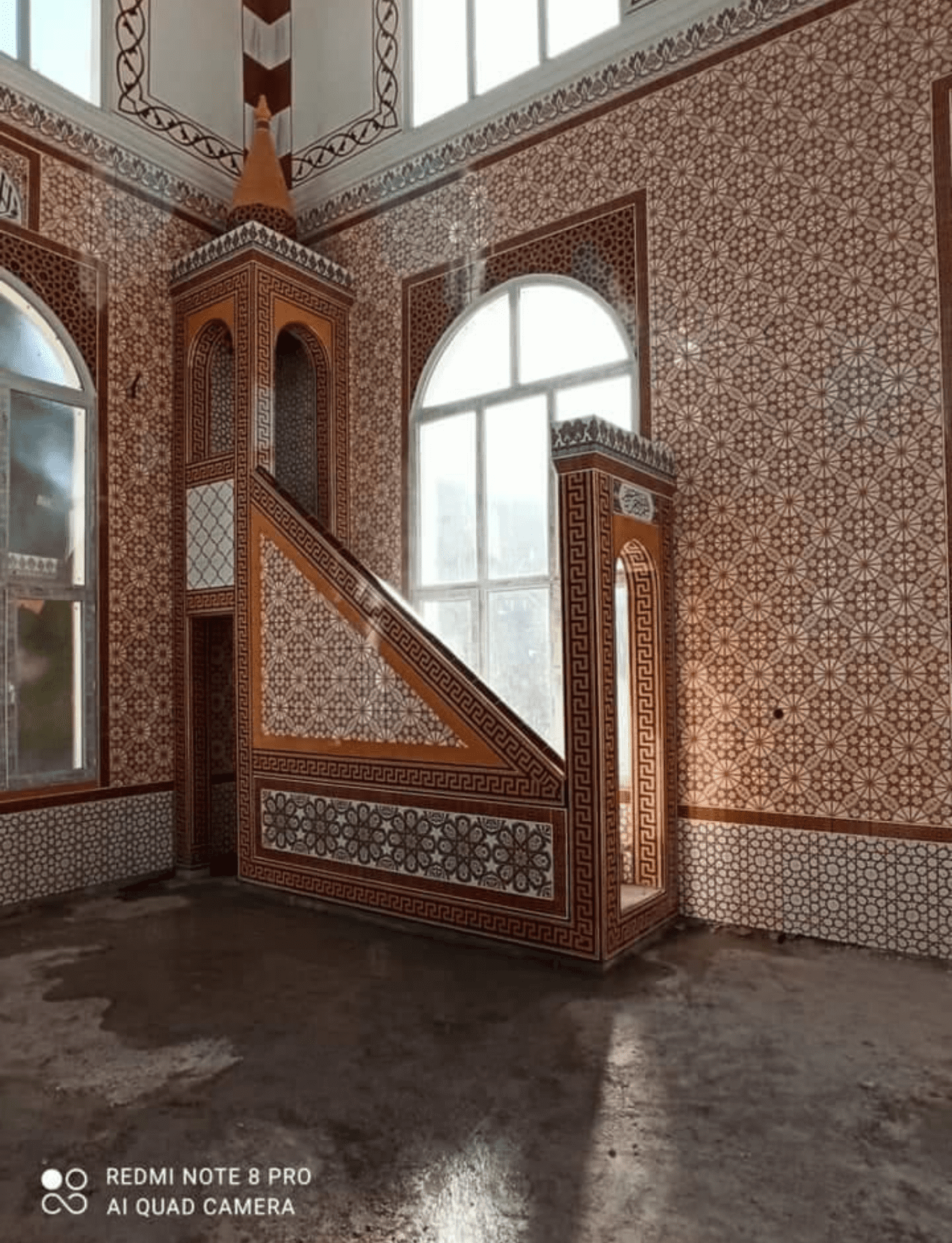 Minber -78, Ahşap Minber Türkmen Yıldızlı Çini Minber, Kütahya Çini Dekor,