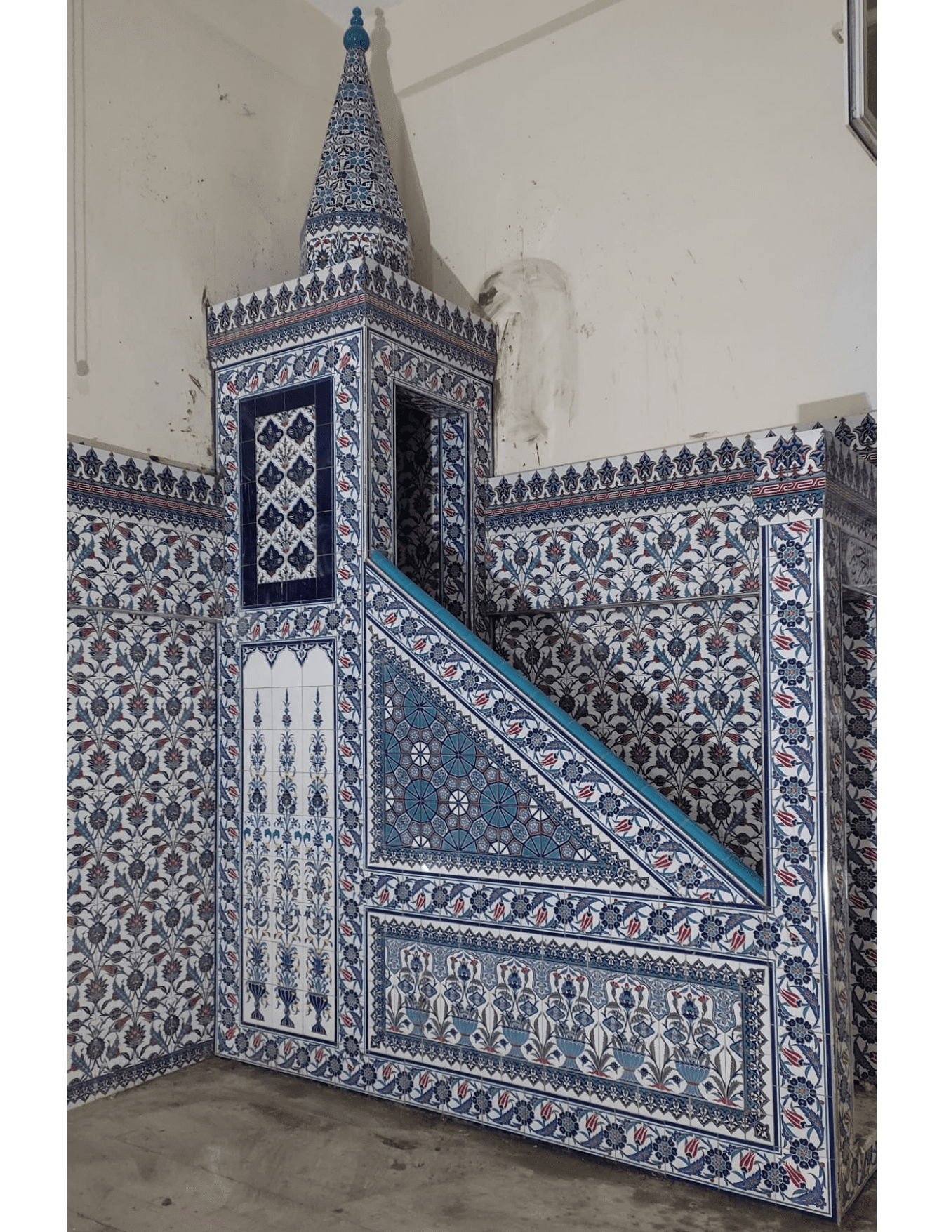 Minber -84, Kütahya Çini Dekor Minber Çinisi, Kütahya Çini, Masjid Pulpit, Çini Minber Fiyatları,