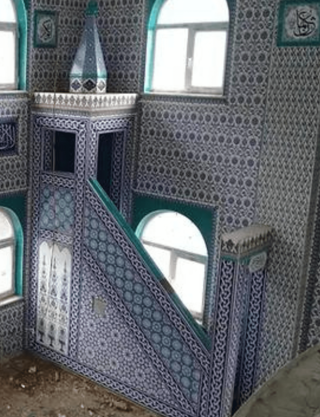 Minber -85, Kütahya Çini Minber Osmanlı Modeli, Kütahya Çini Dekor, Hazır Minber Modelleri, Küçük Minber,