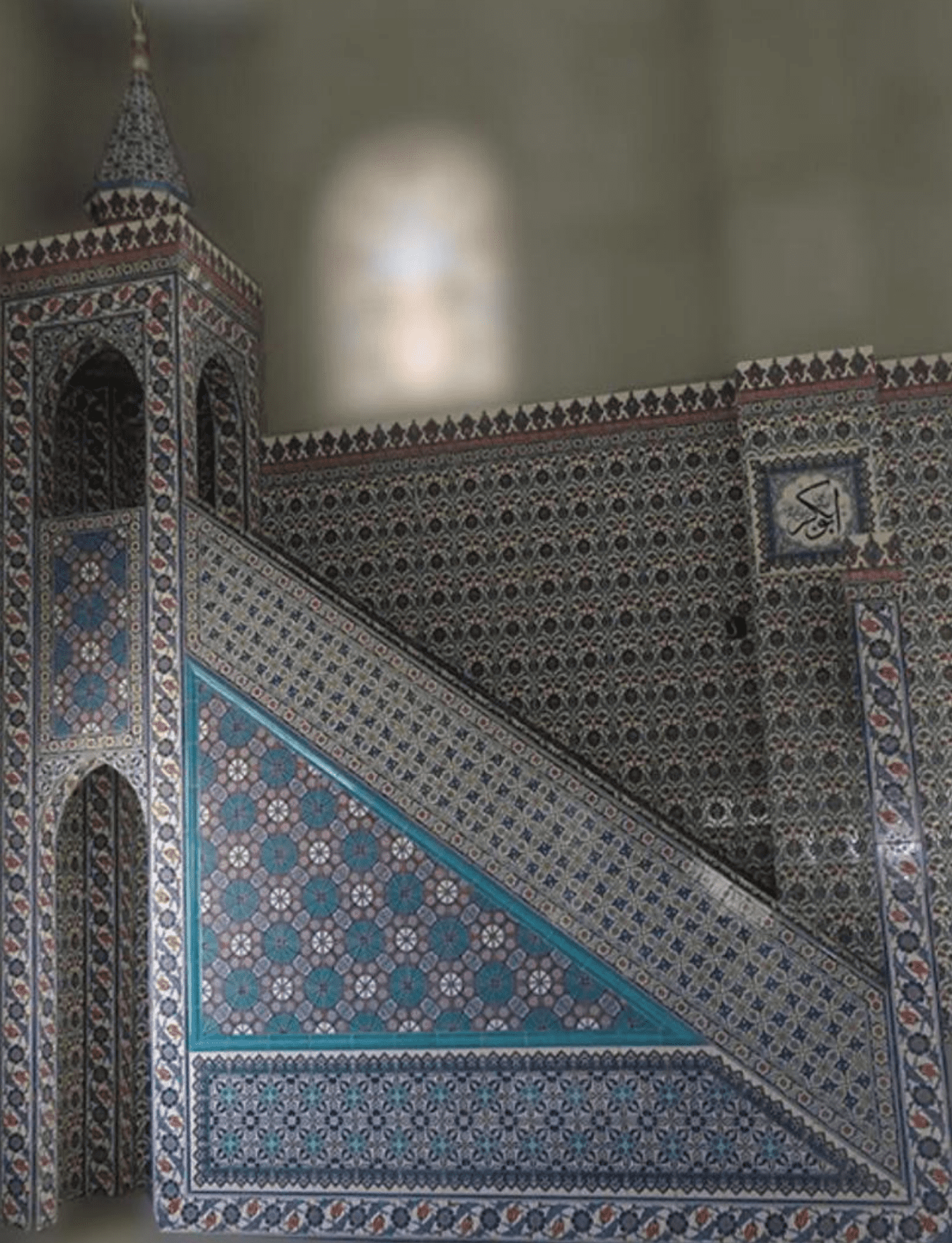 Minber -89, Cami Minber Mavi Çini Karo, Kütahya Çini Dekor,