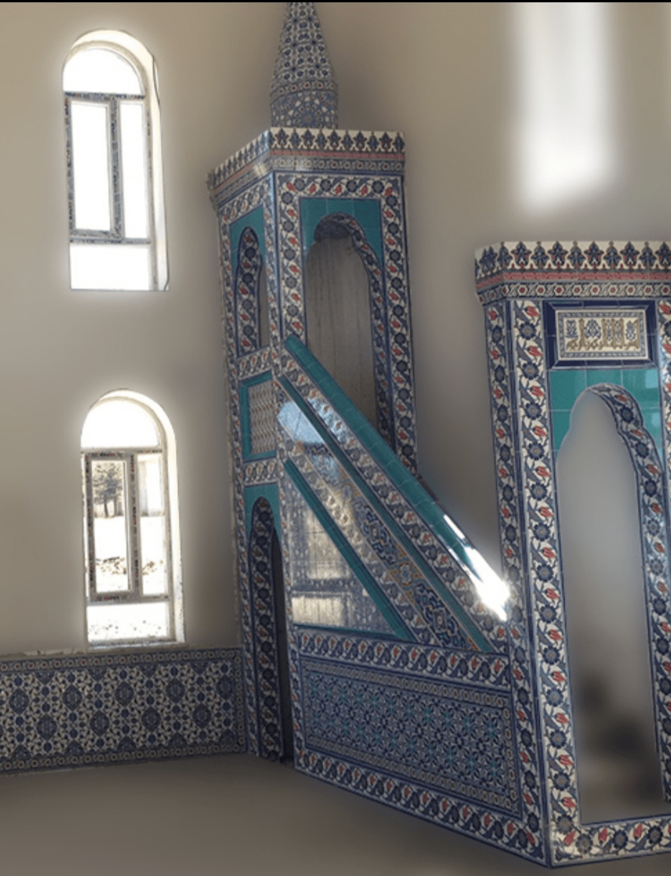 Minber -91, Cami Minberi, Cami Minberi Çeşitleri, Mosque Tile, İslamic Tiles, Kütahya Çini Dekor,