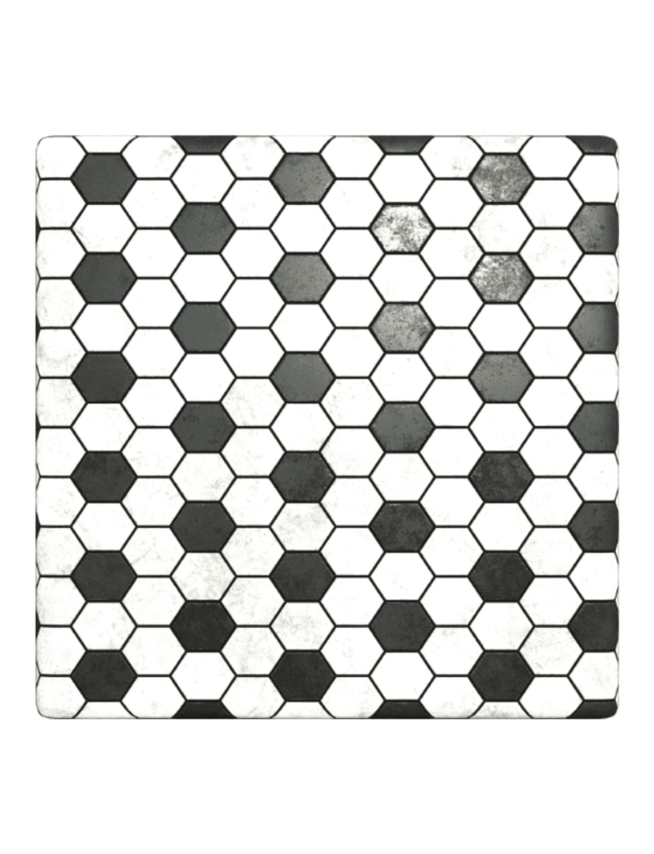 Cami Seramik -44, Altıgen Beyaz Siyah Seramik Fileli, Cami Dış cephe Seramikleri, Kütahya Çini Dekor, 